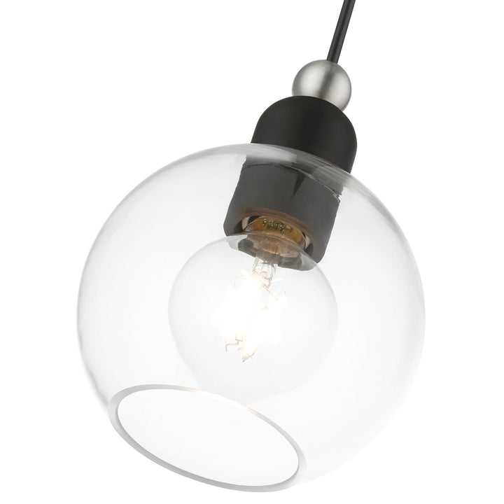 1 Light Black With Brushed Nickel Accents Sphere Mini Pendant