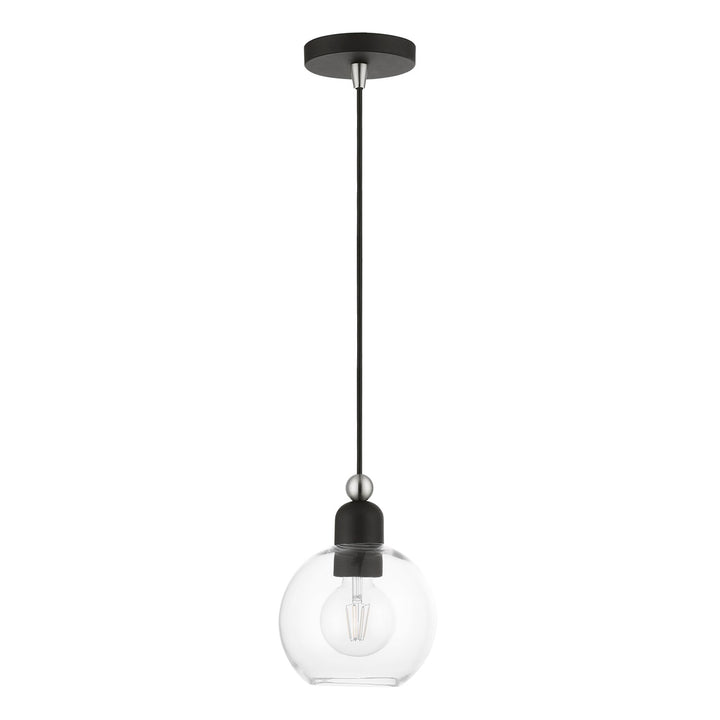 1 Light Black With Brushed Nickel Accents Sphere Mini Pendant