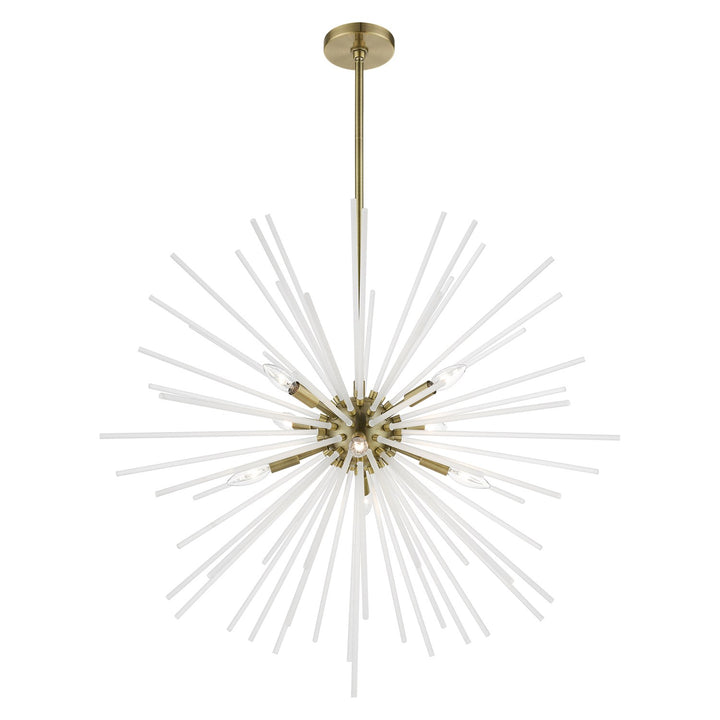 8 Light Antique Brass Large Foyer Chandelier
