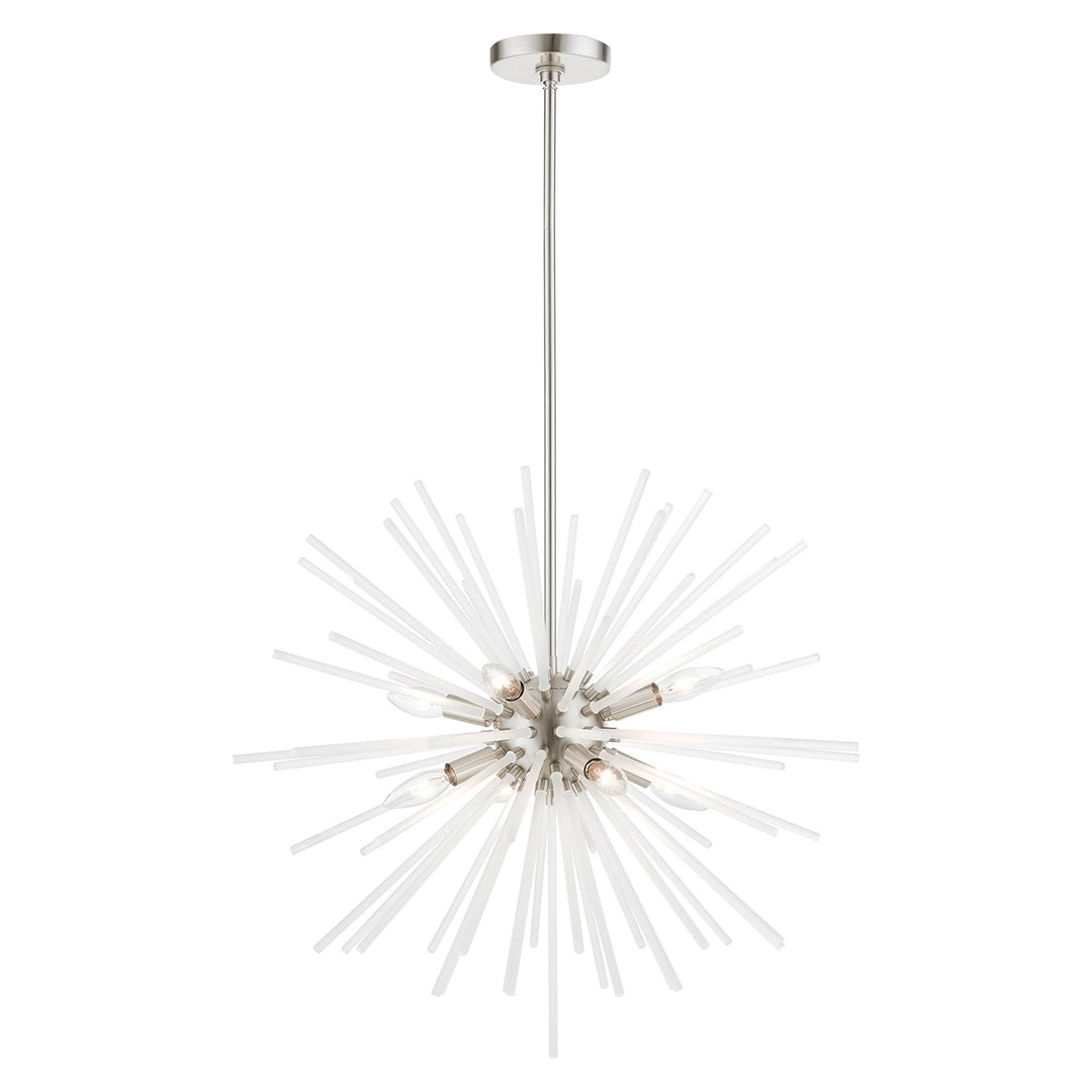 8 Light Brushed Nickel Pendant Chandelier by Livex Lighting