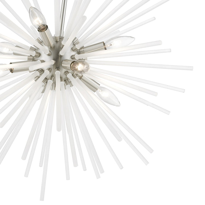 8 Light Brushed Nickel Pendant Chandelier