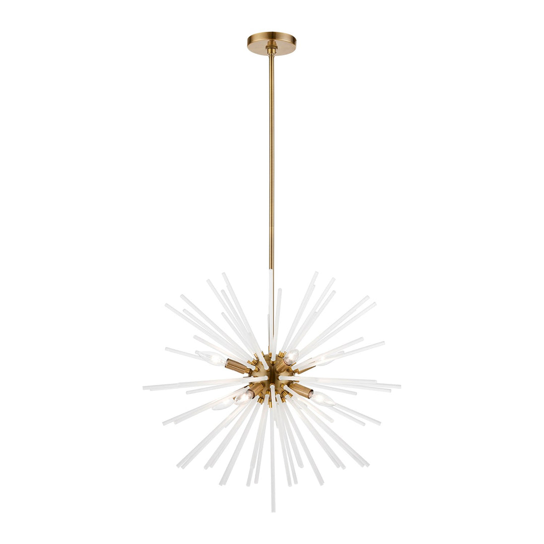 8 Light Antique Brass Pendant Chandelier by Livex Lighting