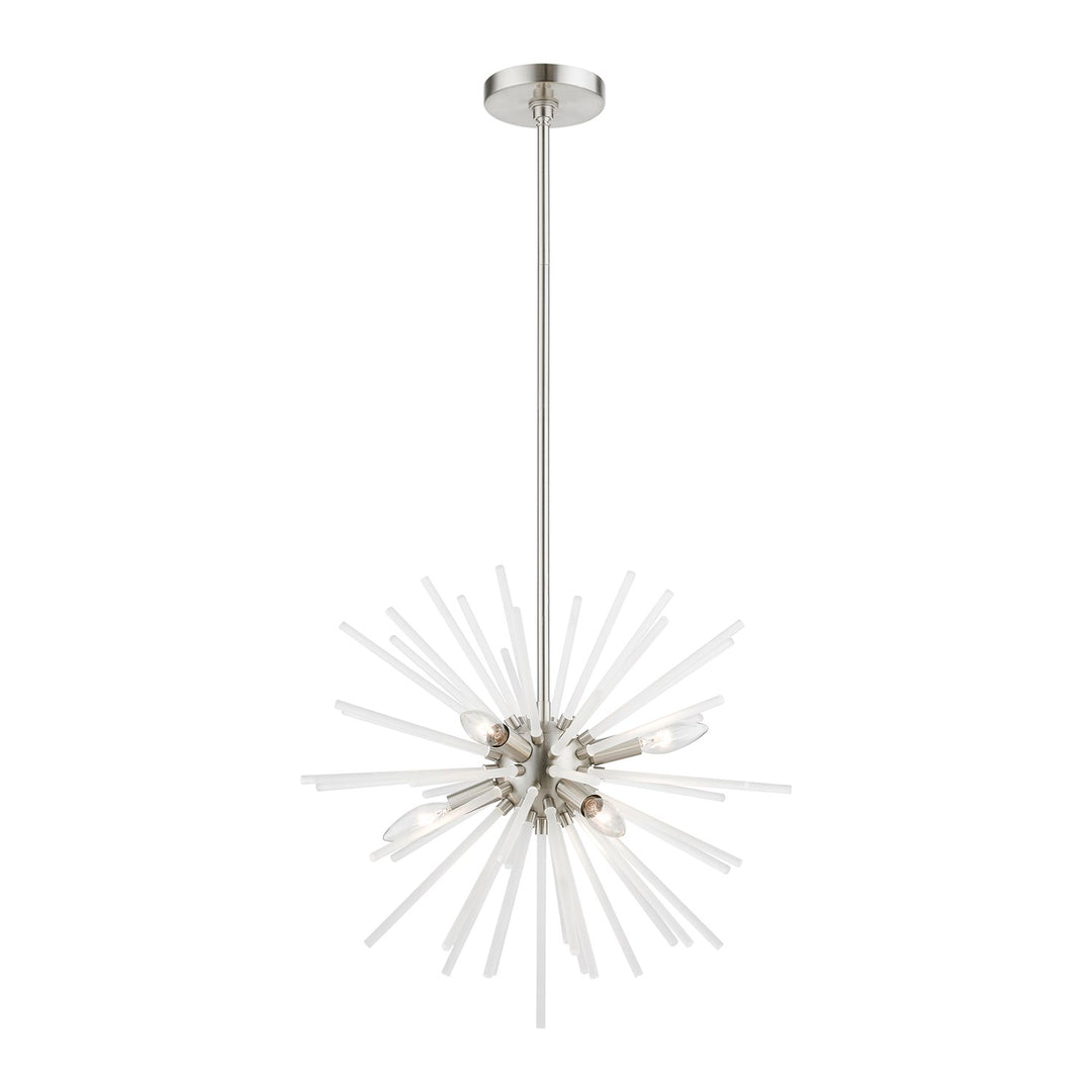 6 Light Brushed Nickel Pendant Chandelier by Livex Lighting