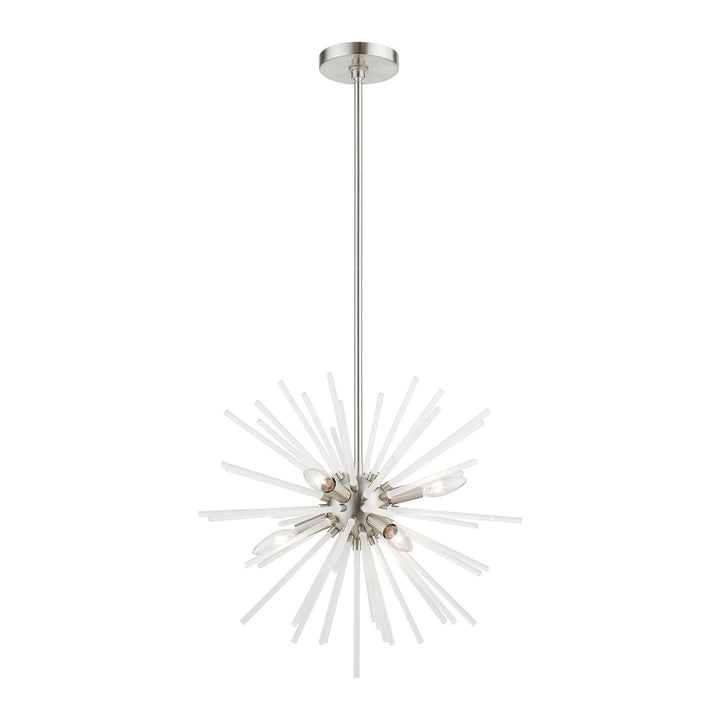 6 Light Brushed Nickel Pendant Chandelier by Livex Lighting