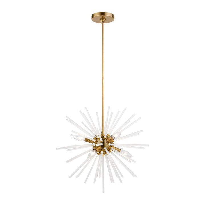6 Light Antique Brass Pendant Chandelier by Livex Lighting