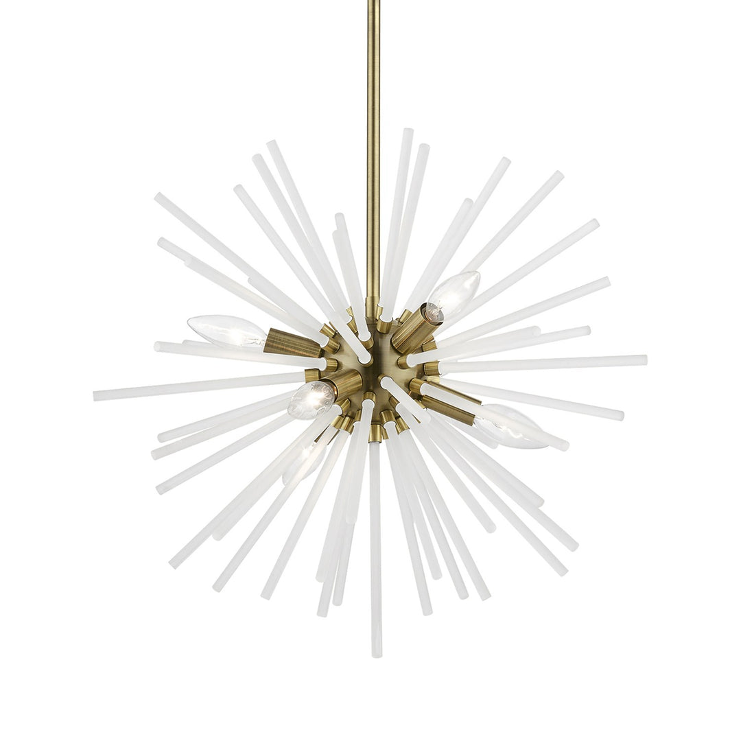 6 Light Antique Brass Pendant Chandelier