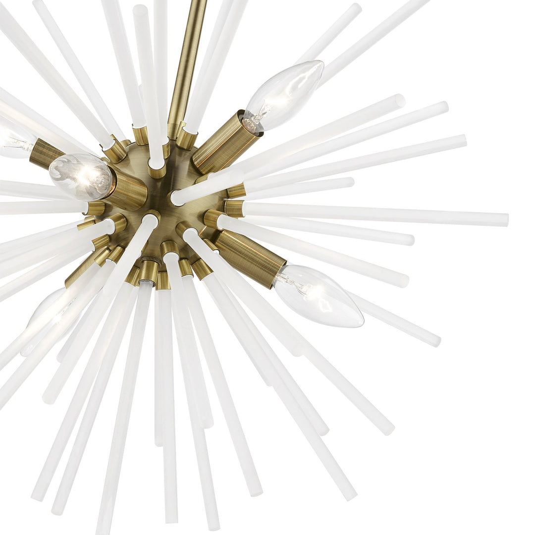6 Light Antique Brass Pendant Chandelier