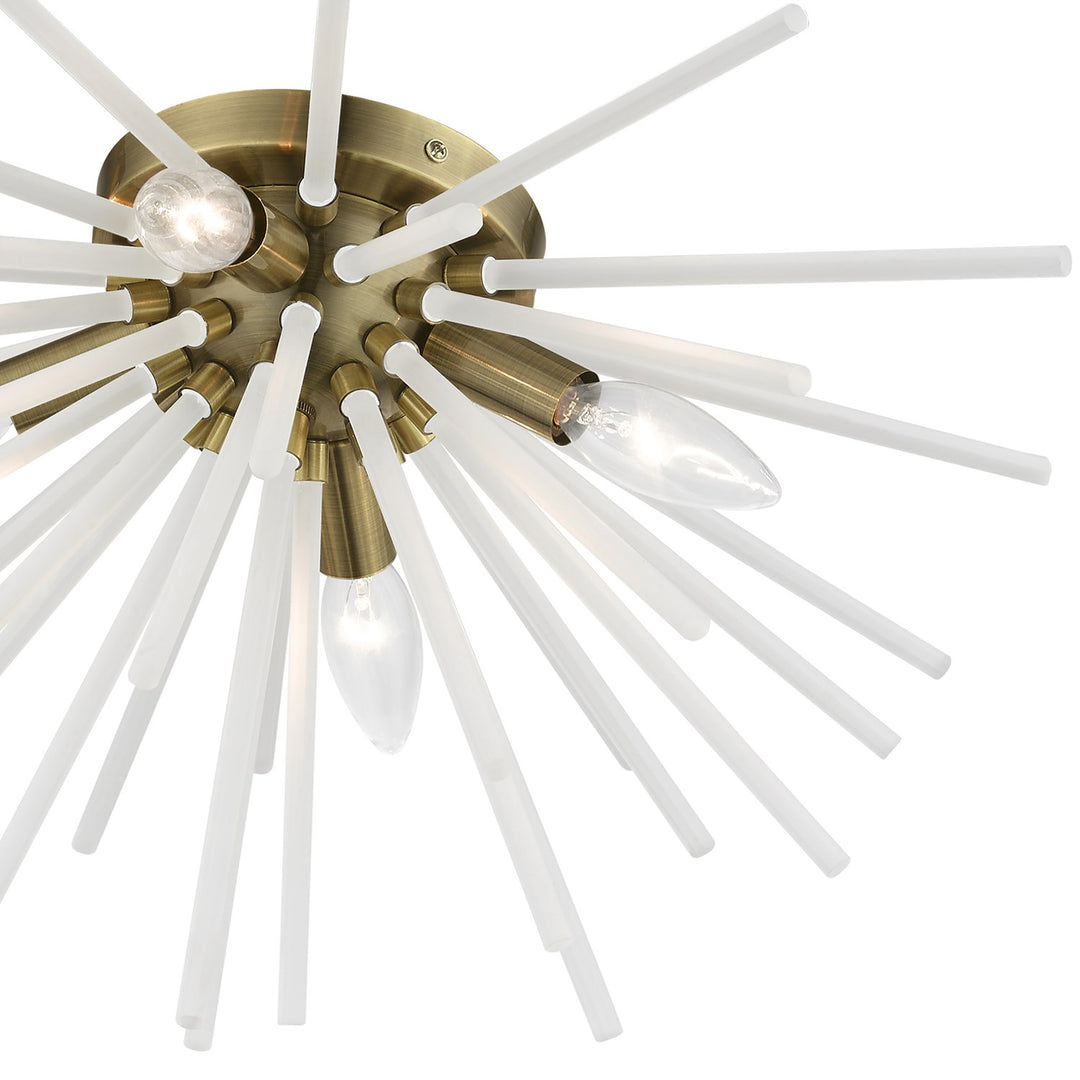 4 Light Antique Brass Flush Mount