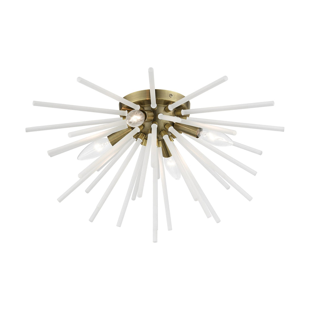 4 Light Antique Brass Flush Mount