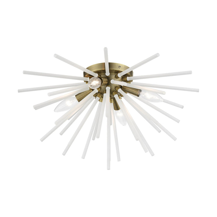 4 Light Antique Brass Flush Mount