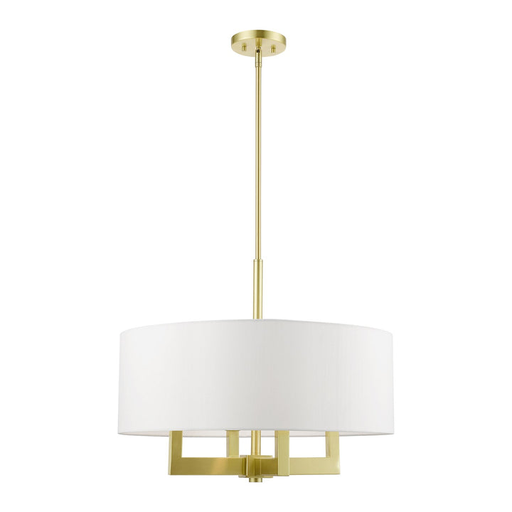 4 Light Satin Brass Pendant Chandelier by Livex Lighting