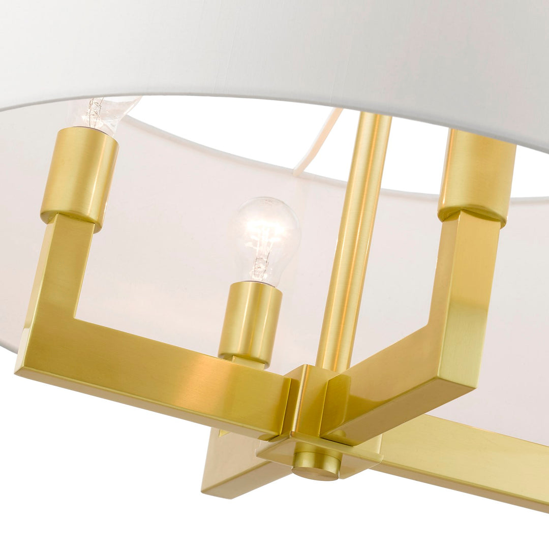 4 Light Satin Brass Pendant Chandelier