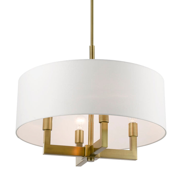 4 Light Antique Brass Pendant Chandelier