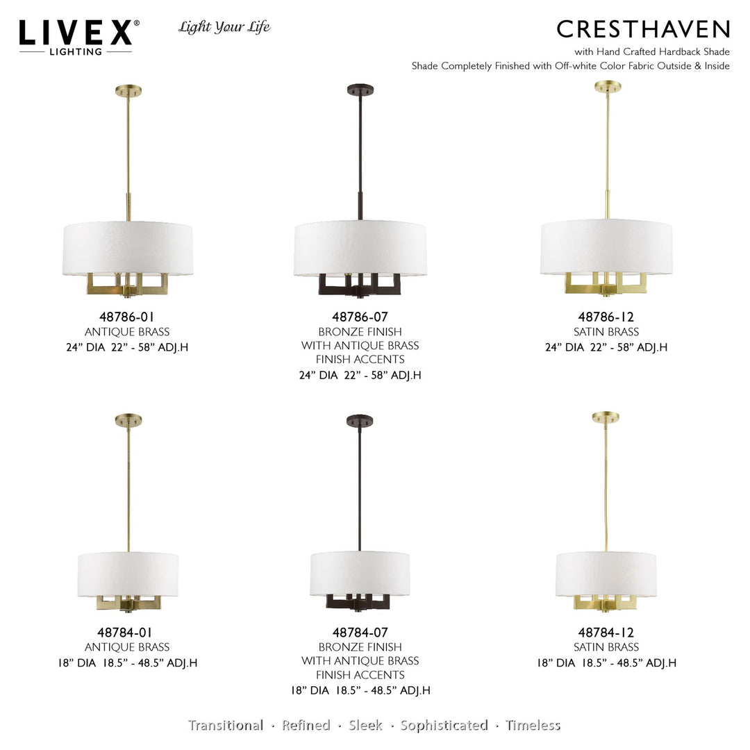 4 Light Bronze With Antique Brass Accents Pendant Chandelier
