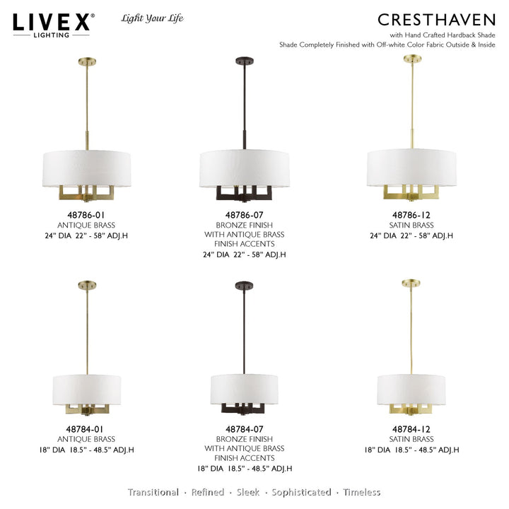 4 Light Bronze With Antique Brass Accents Pendant Chandelier