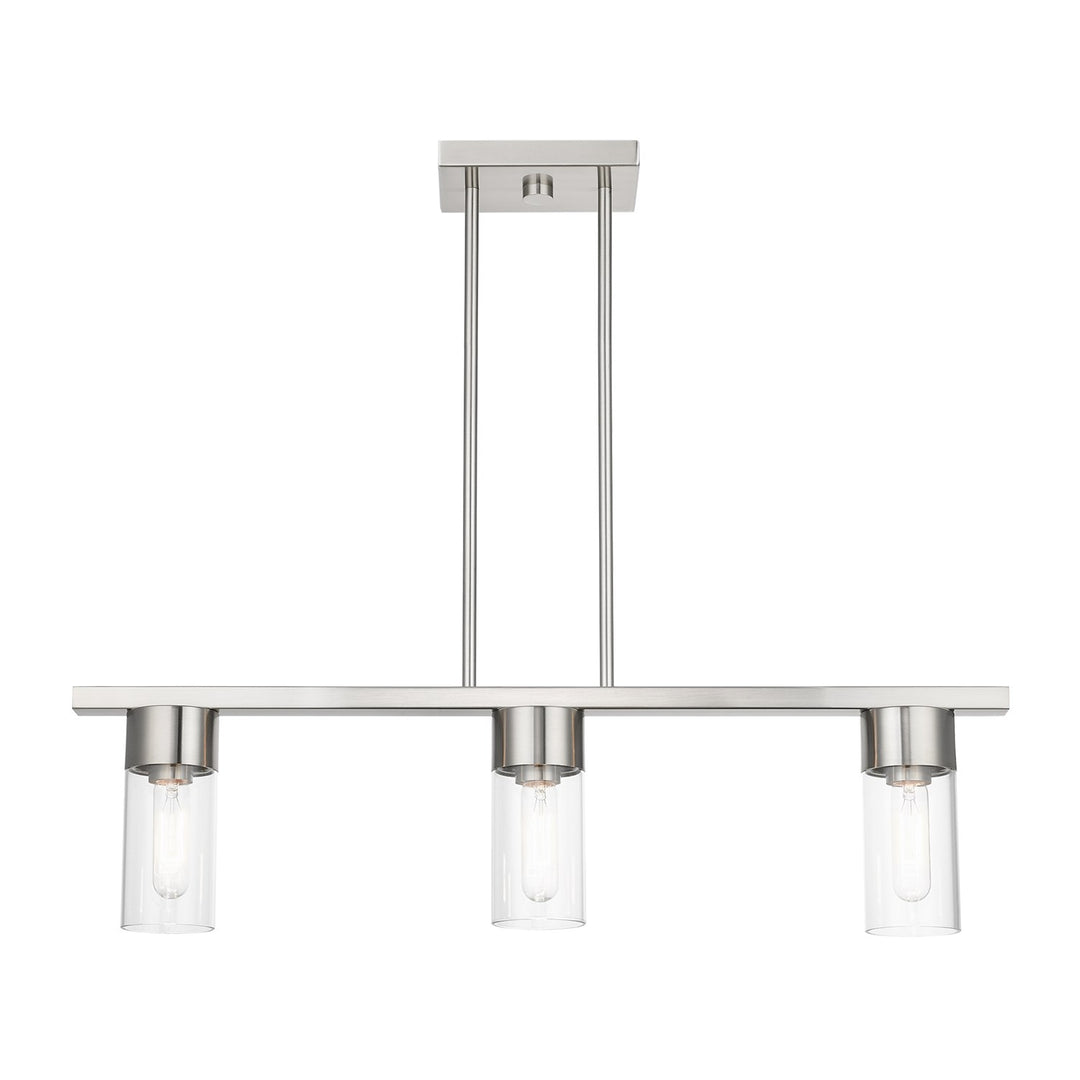 3 Light Brushed Nickel Linear Chandelier