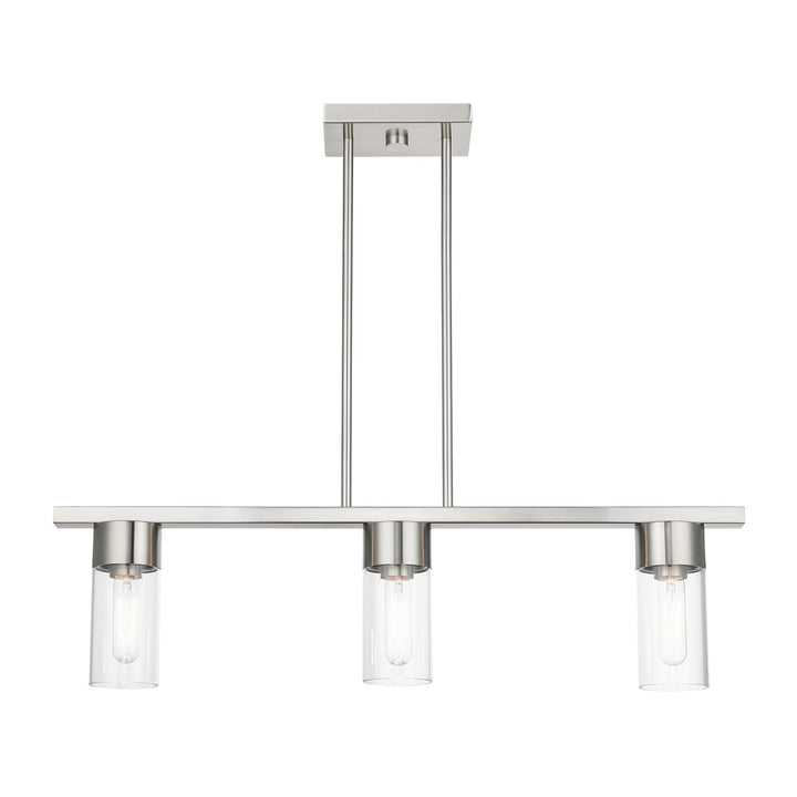 3 Light Brushed Nickel Linear Chandelier
