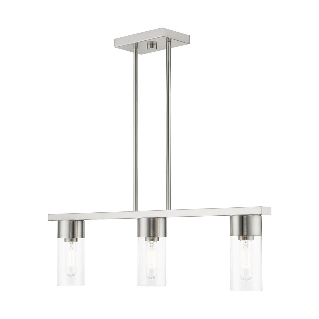 3 Light Brushed Nickel Linear Chandelier