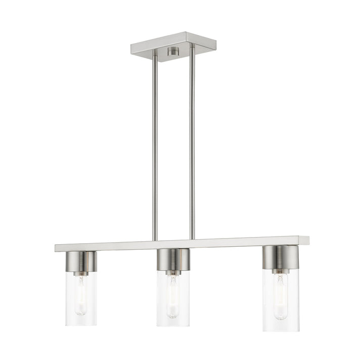 3 Light Brushed Nickel Linear Chandelier