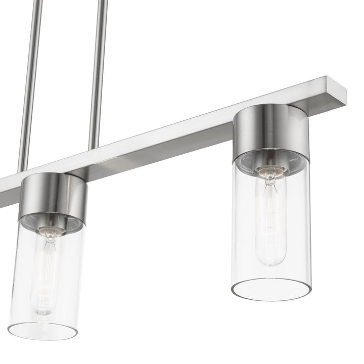 3 Light Brushed Nickel Linear Chandelier