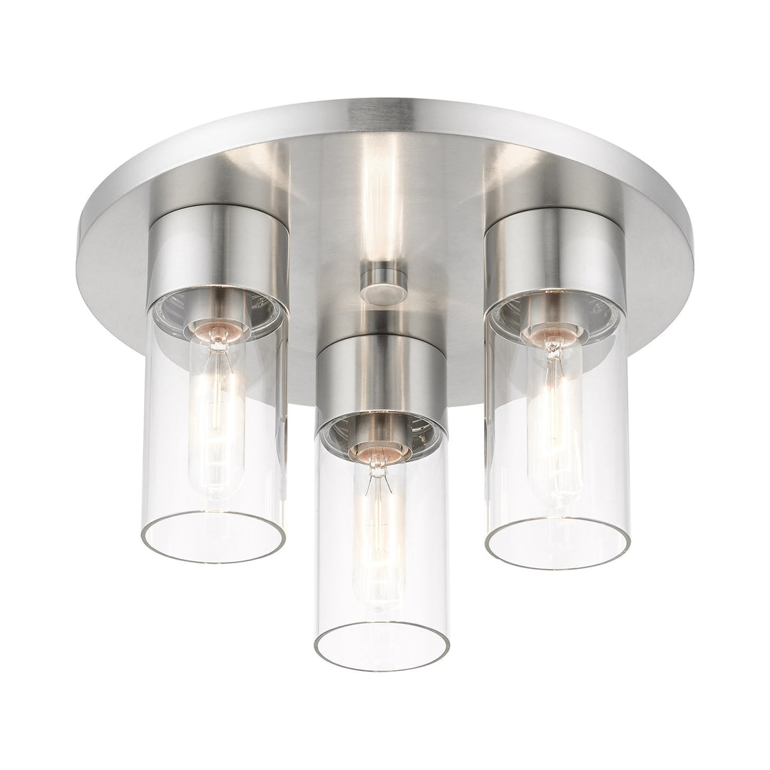3 Light Brushed Nickel Flush Mount