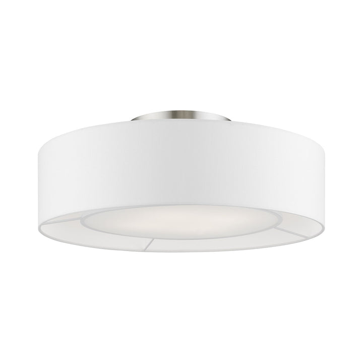 4 Light Brushed Nickel With Shiny White Accents Semi-Flush by Livex Lighting