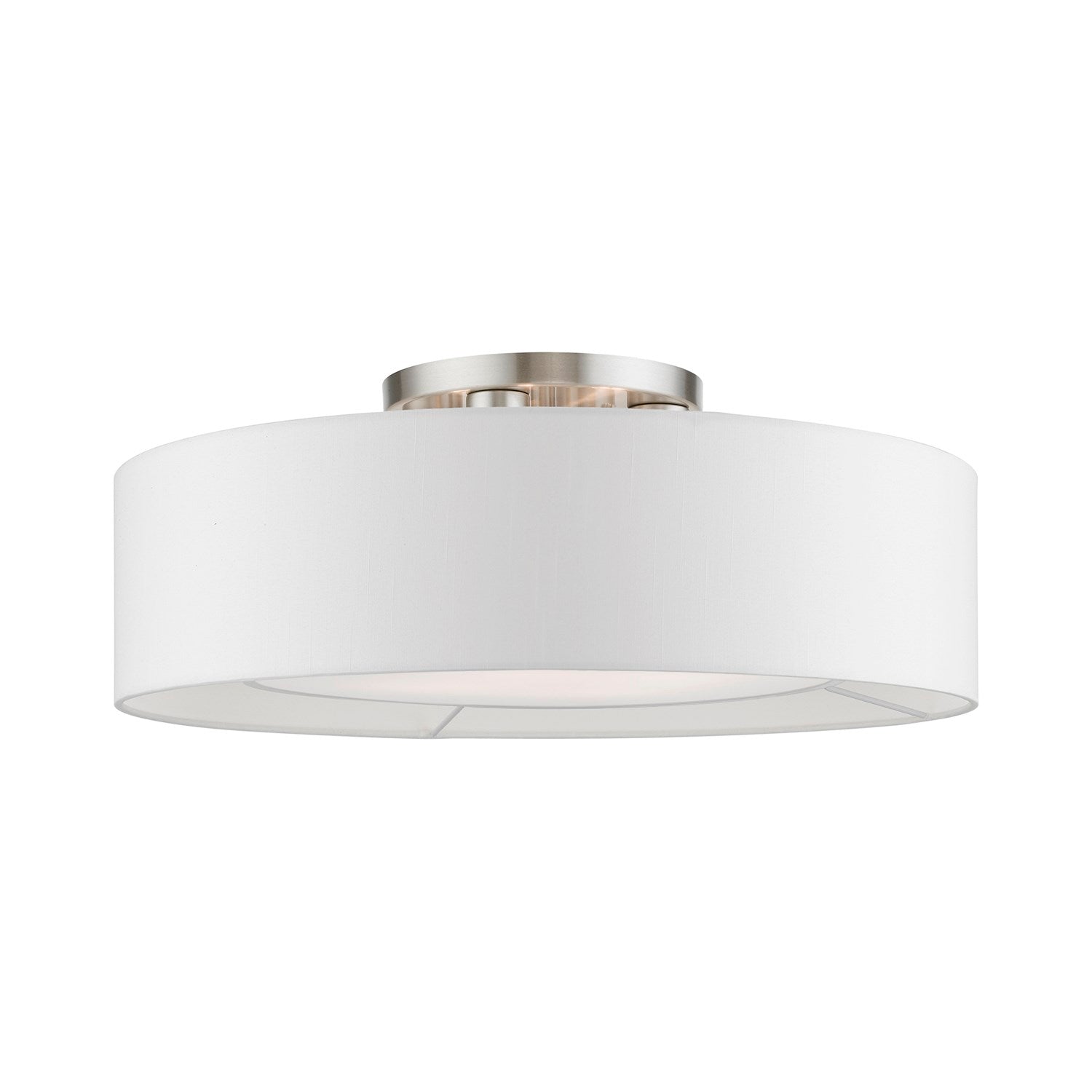 4 Light Brushed Nickel With Shiny White Accents Semi-Flush