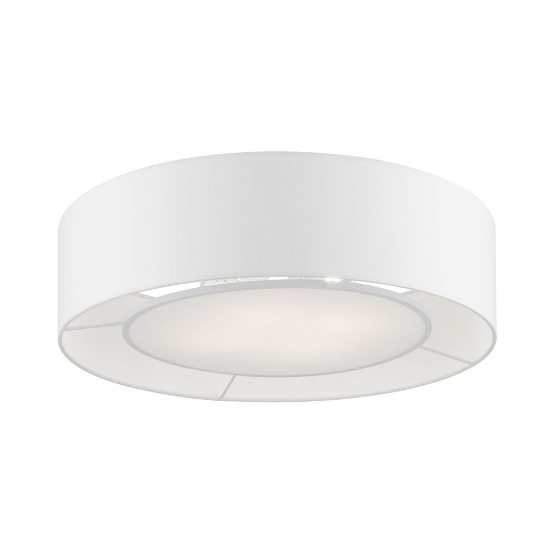 4 Light Brushed Nickel With Shiny White Accents Semi-Flush