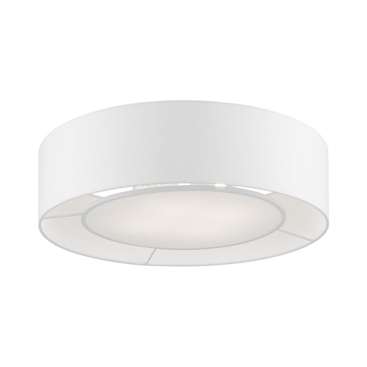4 Light Brushed Nickel With Shiny White Accents Semi-Flush