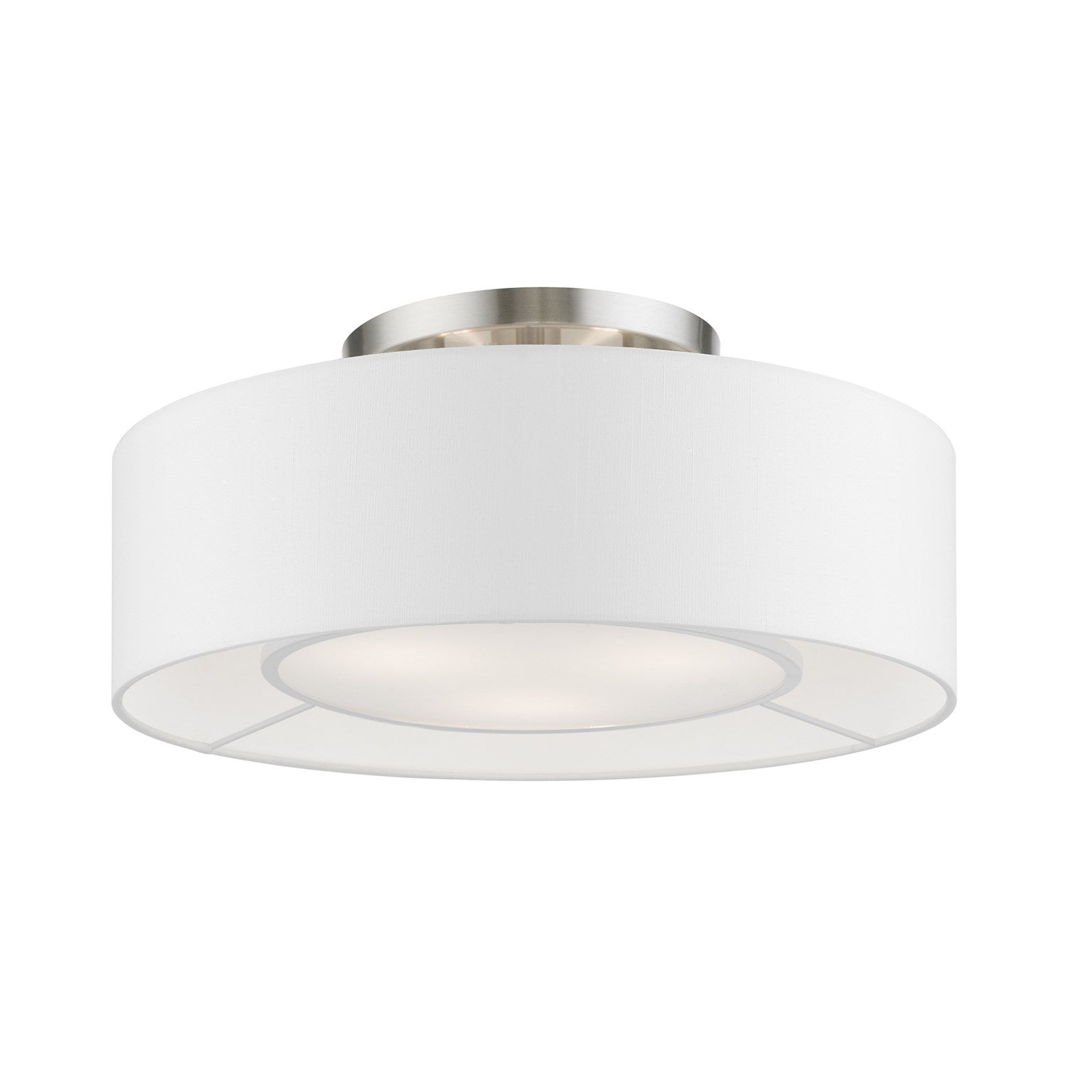 3 Light Brushed Nickel With Shiny White Accents Semi-Flush by Livex Lighting