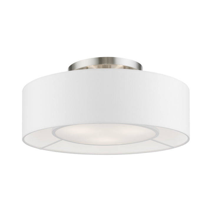 3 Light Brushed Nickel With Shiny White Accents Semi-Flush by Livex Lighting