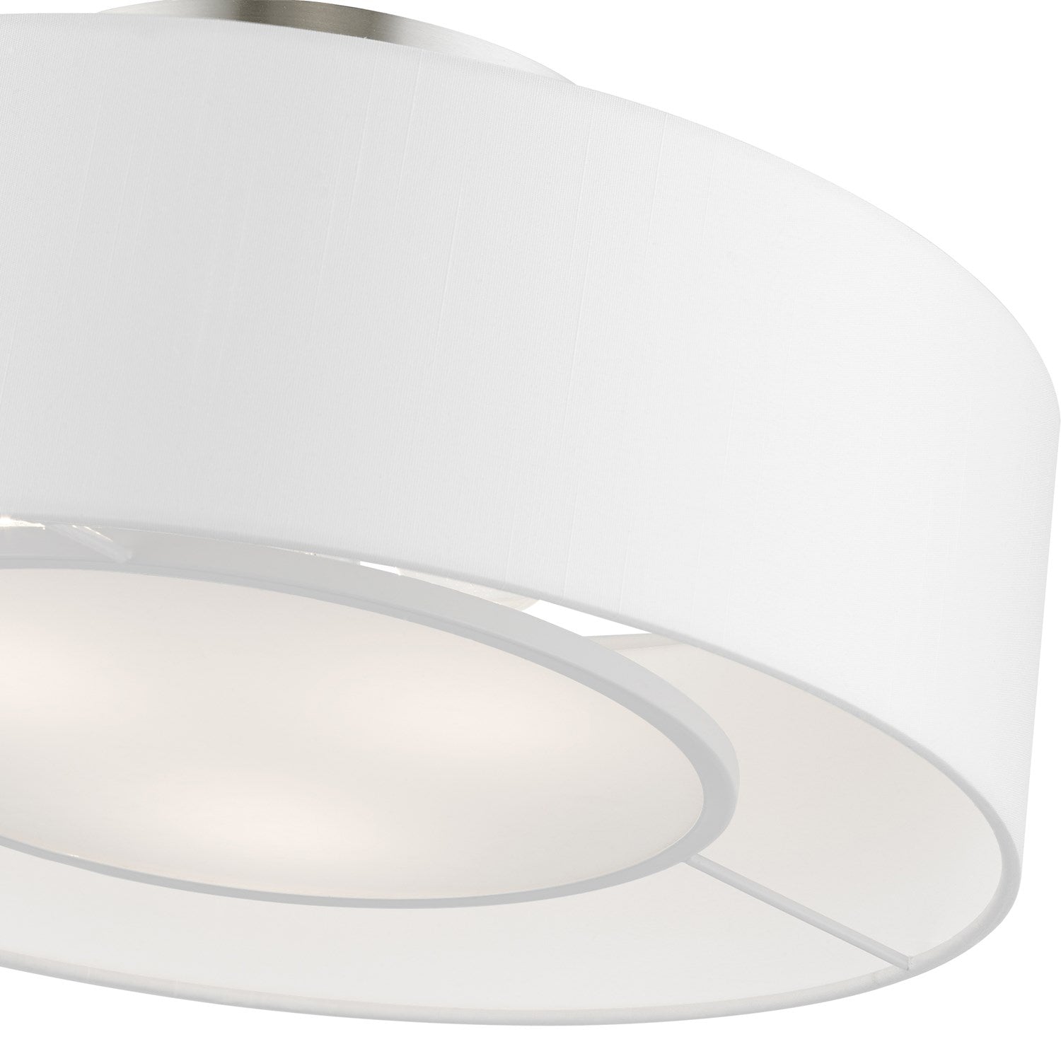 3 Light Brushed Nickel With Shiny White Accents Semi-Flush