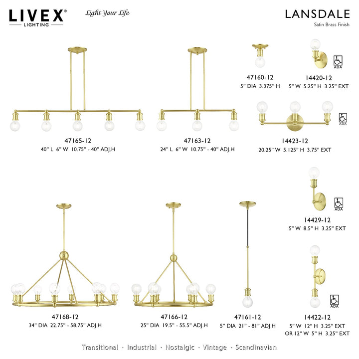 8 Light Satin Brass Chandelier