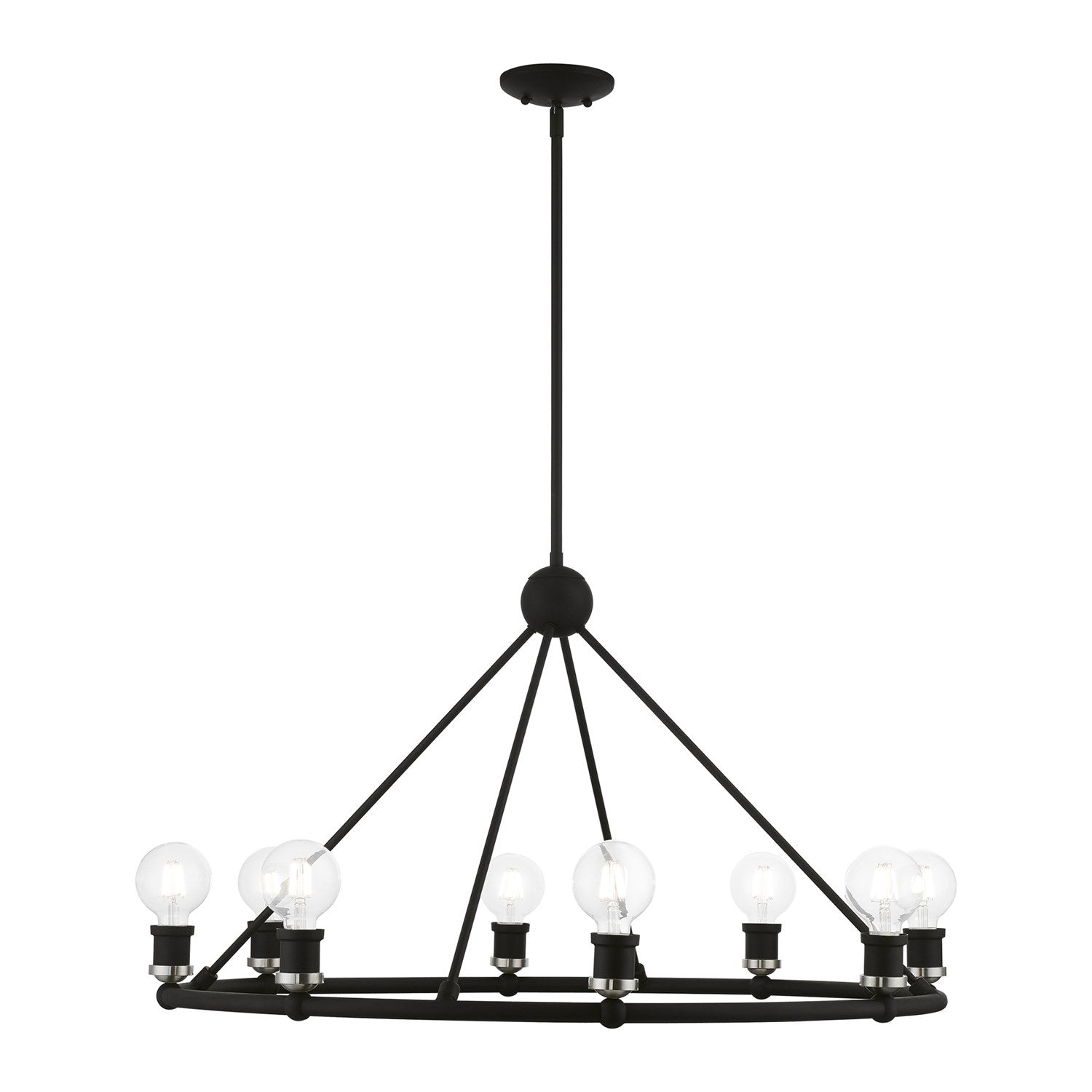 8 Light Black With Brushed Nickel Accents Chandelier by Livex Lighting