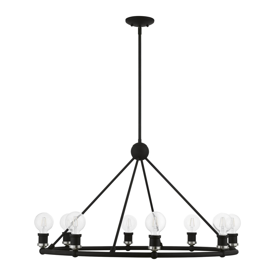 8 Light Black With Brushed Nickel Accents Chandelier