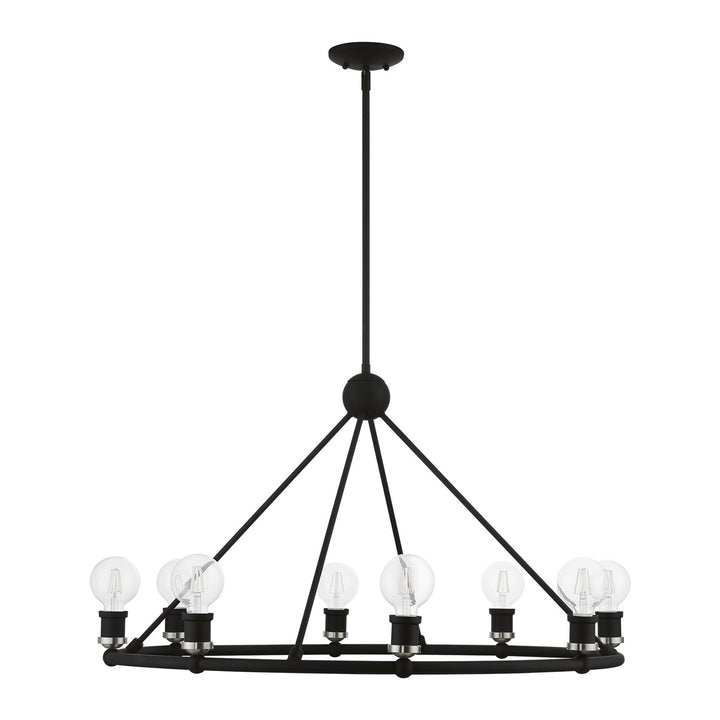 8 Light Black With Brushed Nickel Accents Chandelier