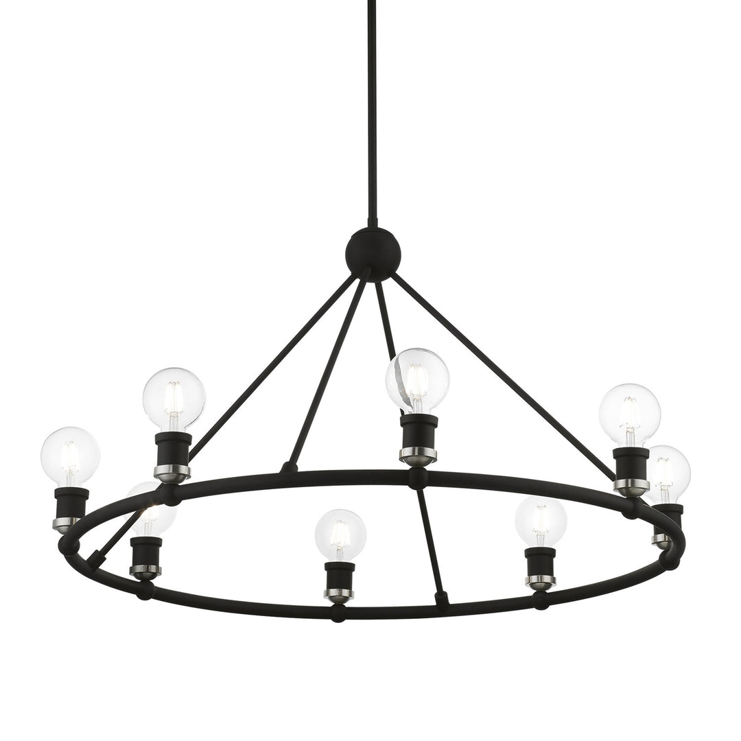 8 Light Black With Brushed Nickel Accents Chandelier