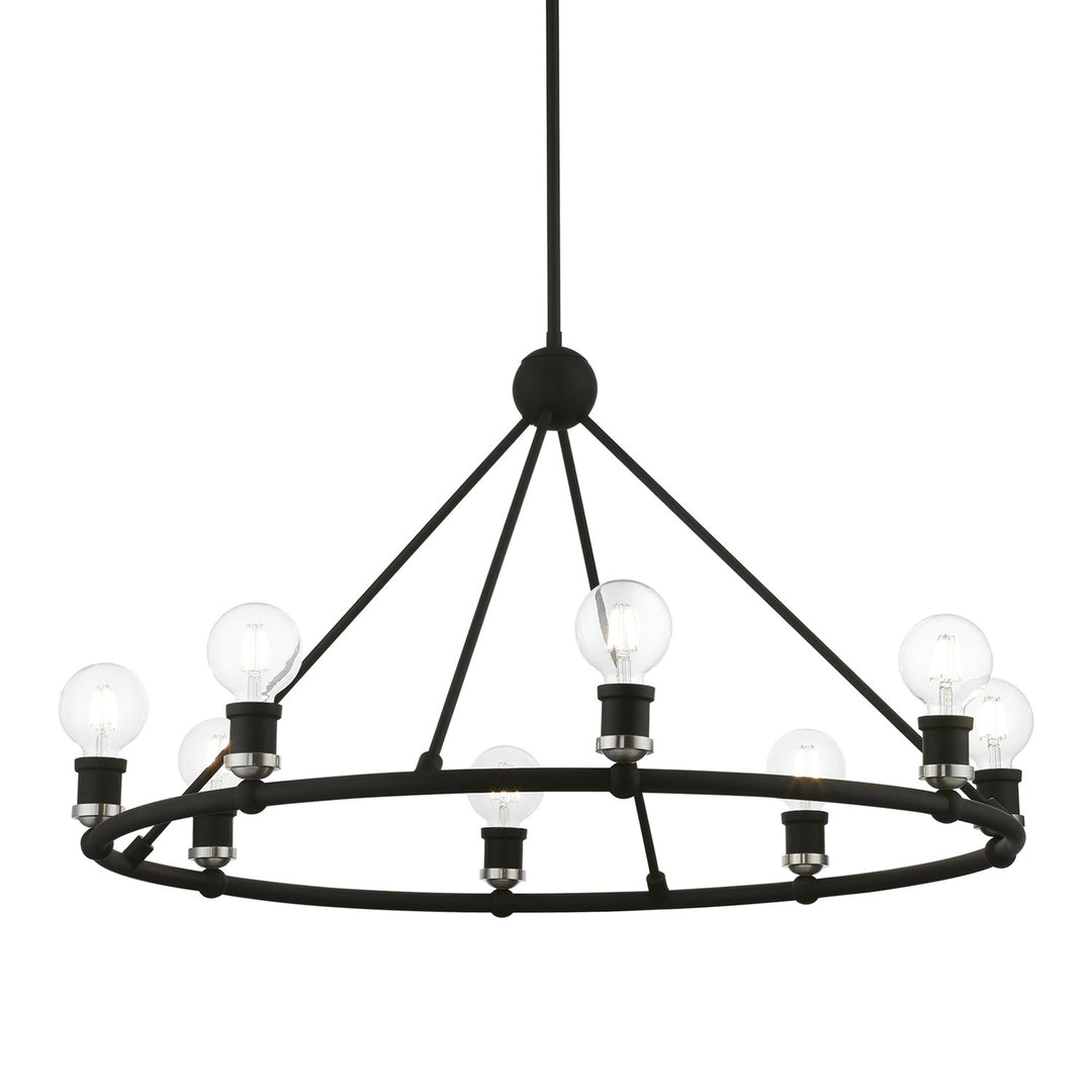 8 Light Black With Brushed Nickel Accents Chandelier