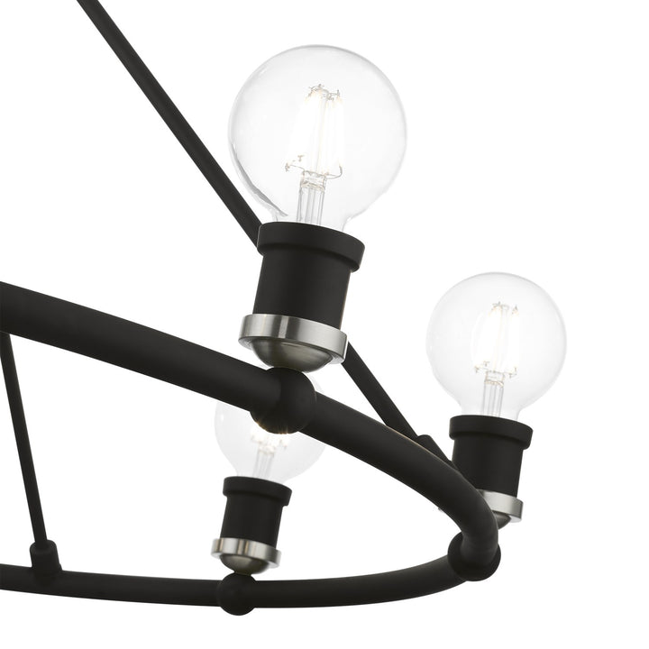 8 Light Black With Brushed Nickel Accents Chandelier