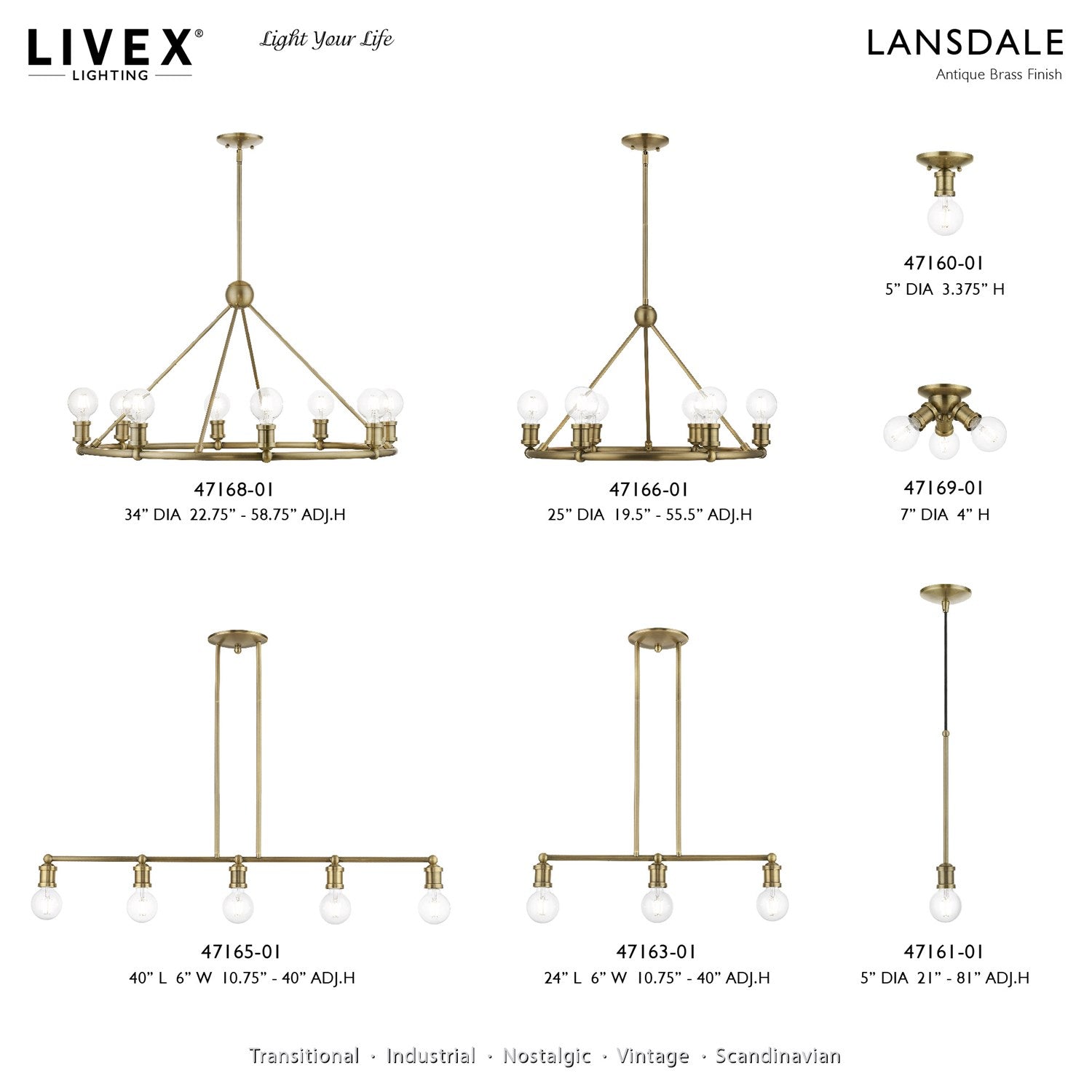 8 Light Antique Brass Chandelier