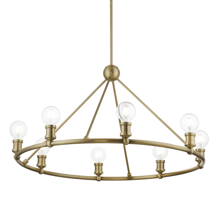 8 Light Antique Brass Chandelier