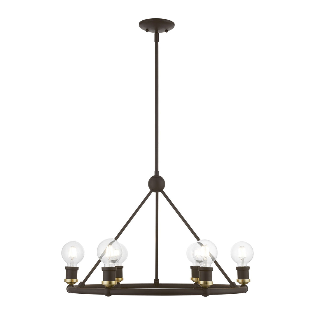 6 Light Bronze With Antique Brass Accents Chandelier by Livex Lighting