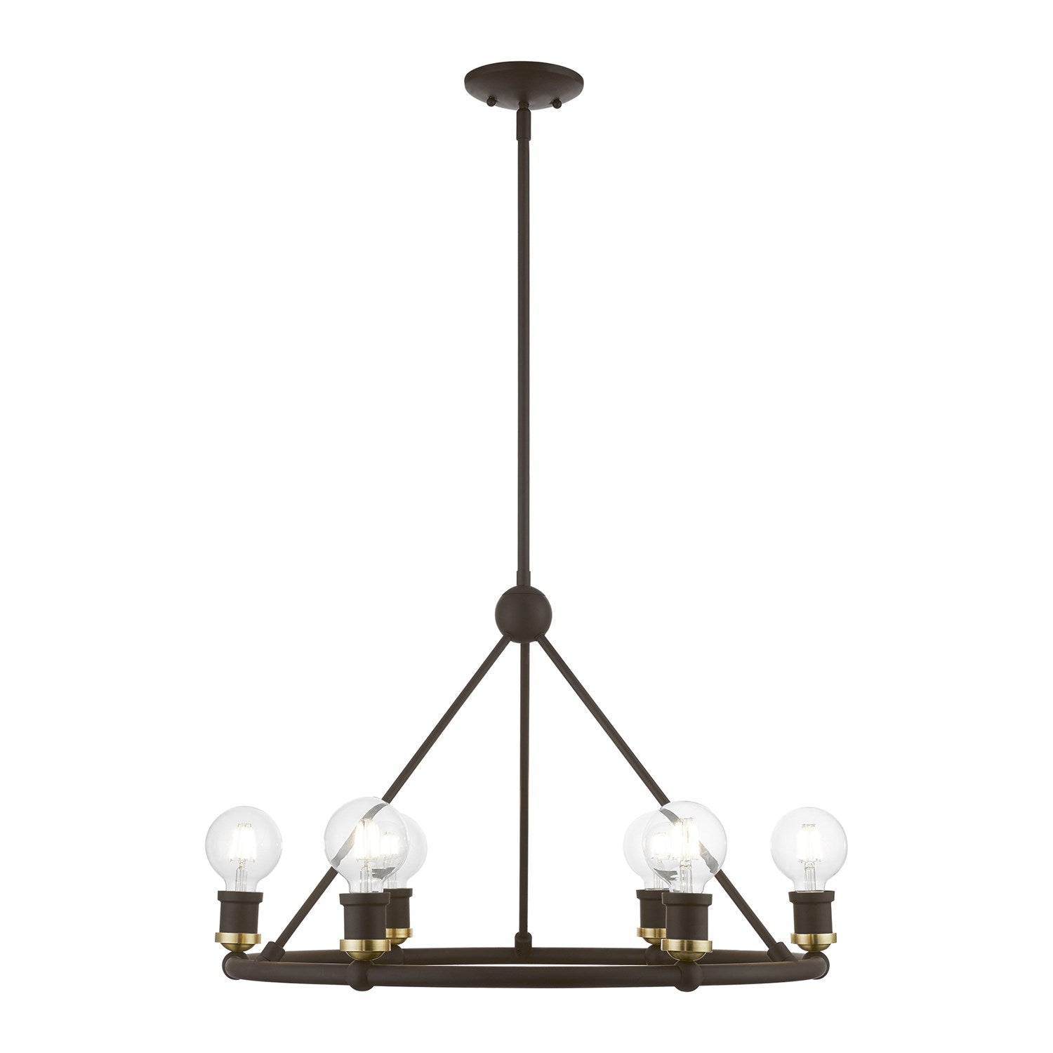 6 Light Bronze With Antique Brass Accents Chandelier by Livex Lighting