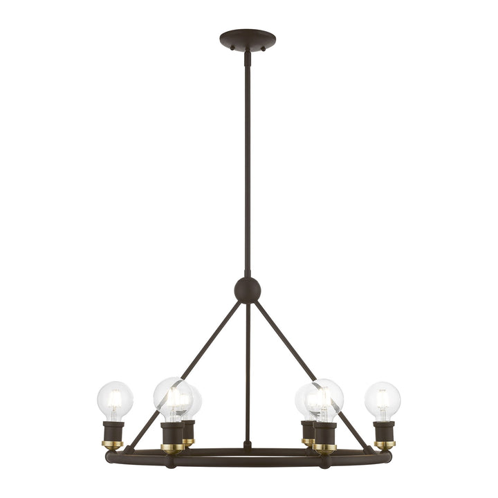 6 Light Bronze With Antique Brass Accents Chandelier by Livex Lighting