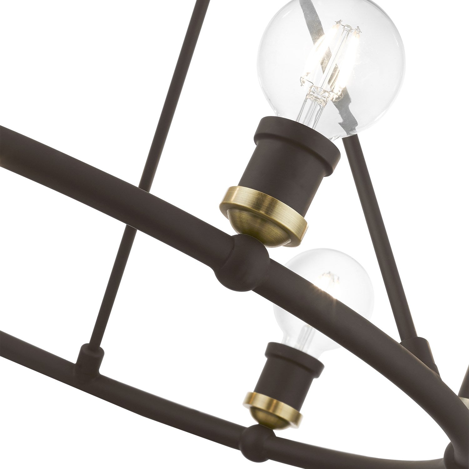 6 Light Bronze With Antique Brass Accents Chandelier