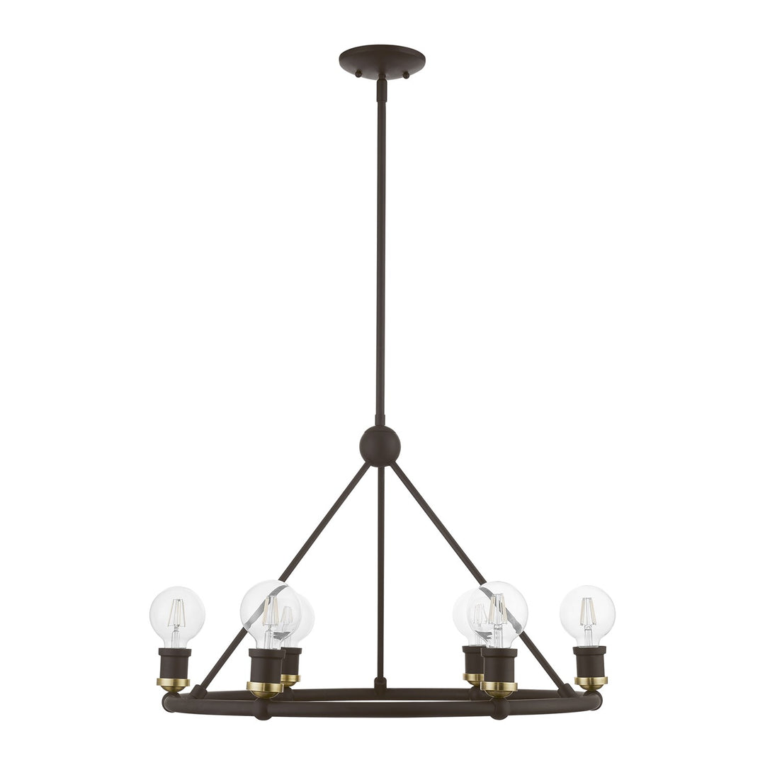 6 Light Bronze With Antique Brass Accents Chandelier