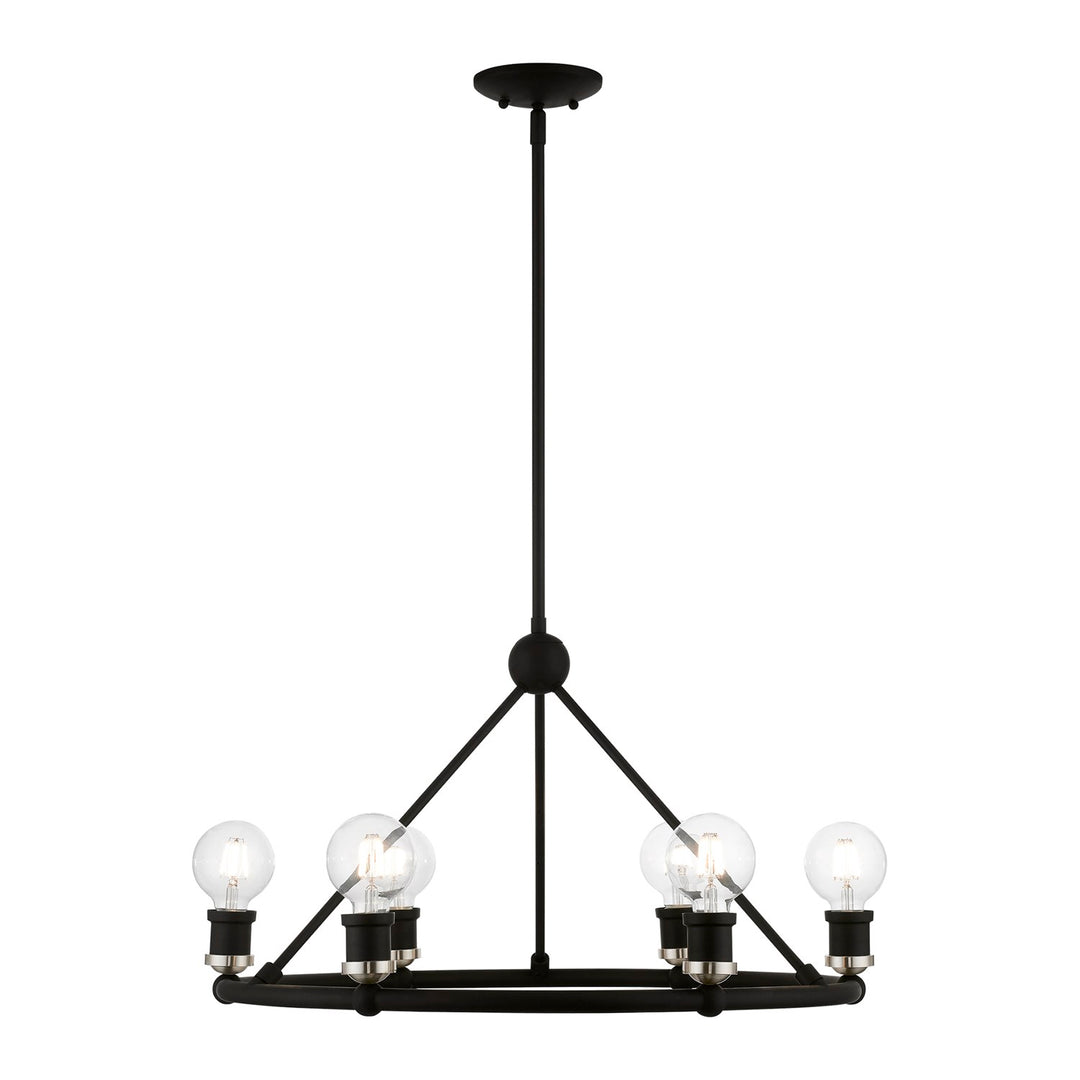 6 Light Black With Brushed Nickel Accents Chandelier by Livex Lighting