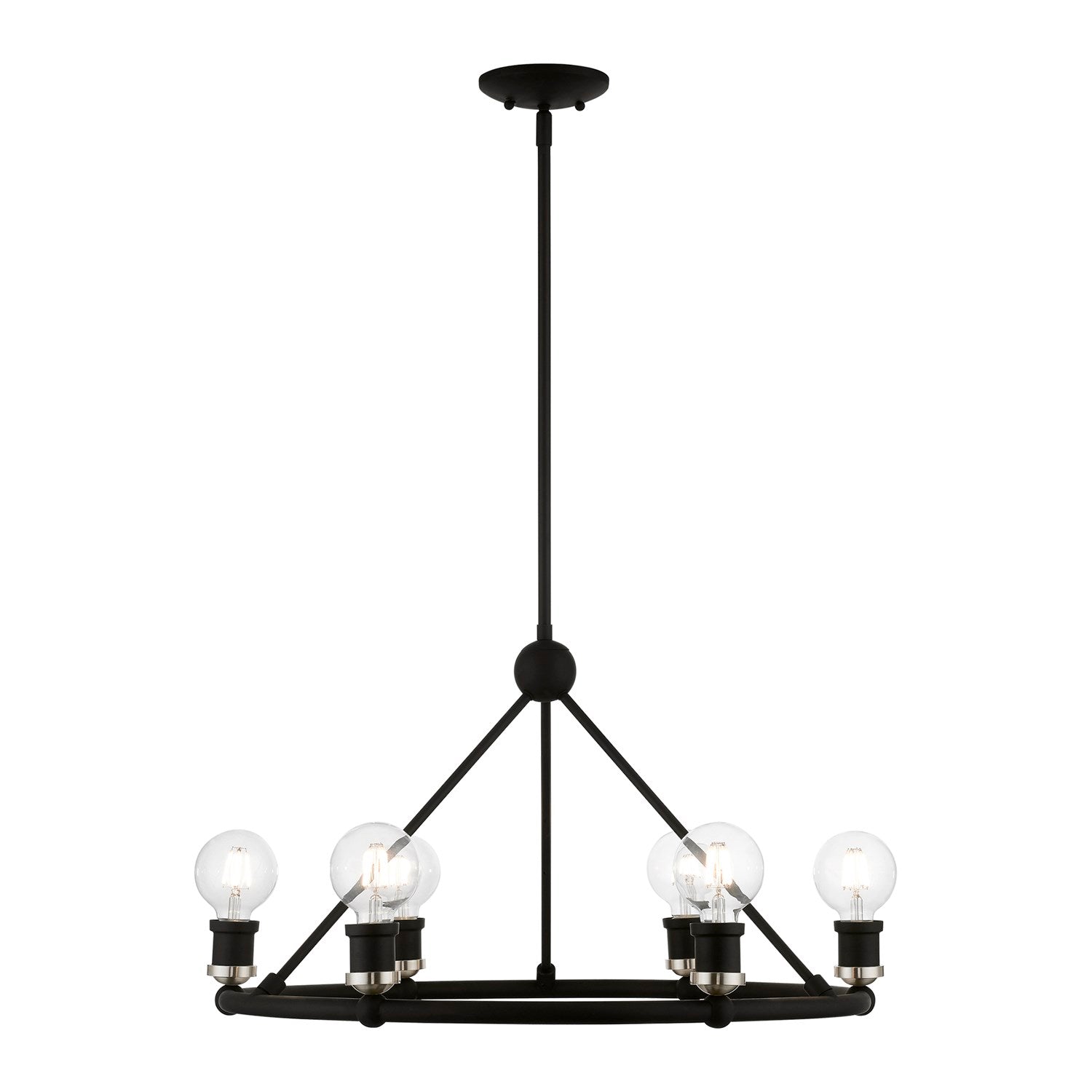 6 Light Black With Brushed Nickel Accents Chandelier by Livex Lighting