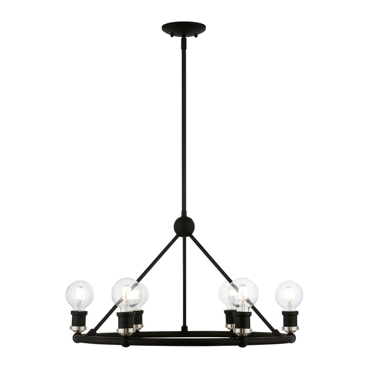 6 Light Black With Brushed Nickel Accents Chandelier by Livex Lighting