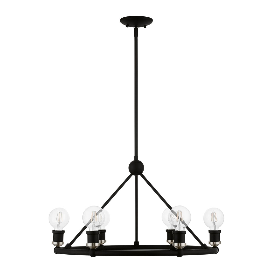 6 Light Black With Brushed Nickel Accents Chandelier